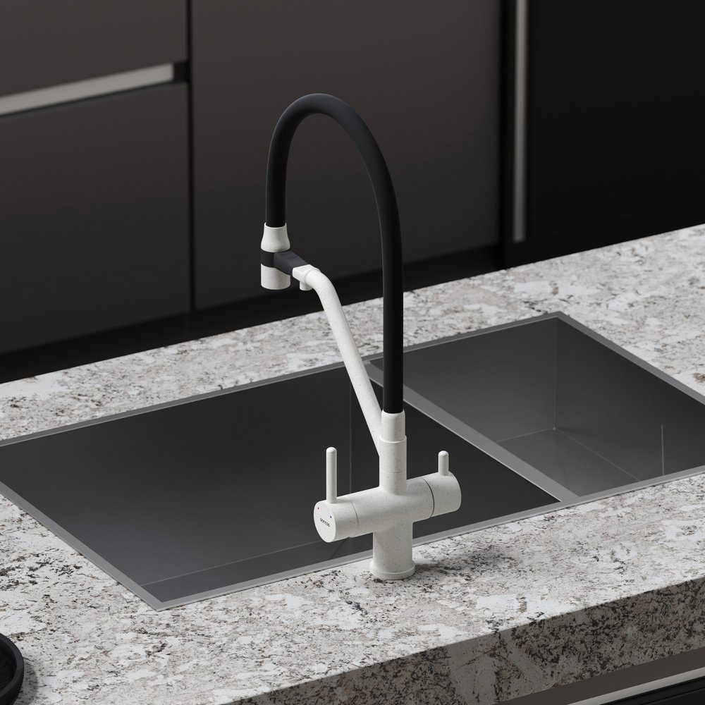 Смеситель для кухни Sancos SC4003GR, латунь, цвет белый, черный купить,222100