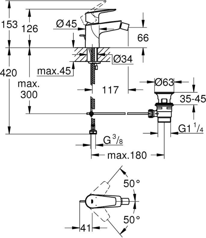 Смеситель для биде Grohe BauEdge 23331001, однозахватный купить,NaN