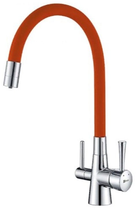 Смеситель с гибким изливом Lemark LM3075C, латунь, цвет оранжевый, хром купить,46480
