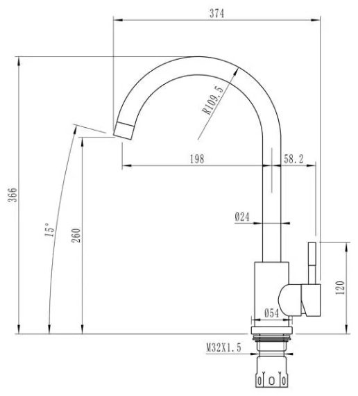 Смеситель для кухни (мойки) Mixline MLSS-0303, однозахватный