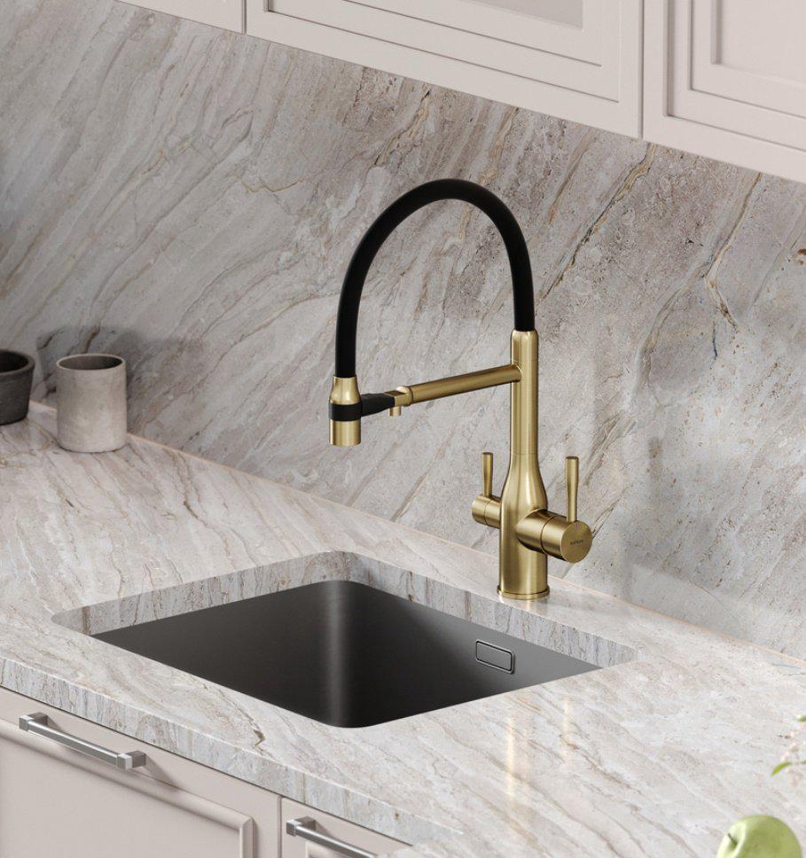 Смеситель для кухни Sancos SC4009BG, латунь, цвет черный, золотистый купить,278900