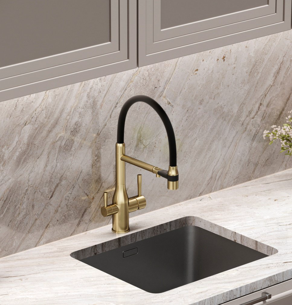 Смеситель для кухни Sancos SC4009BG, латунь, цвет черный, золотистый купить,278900