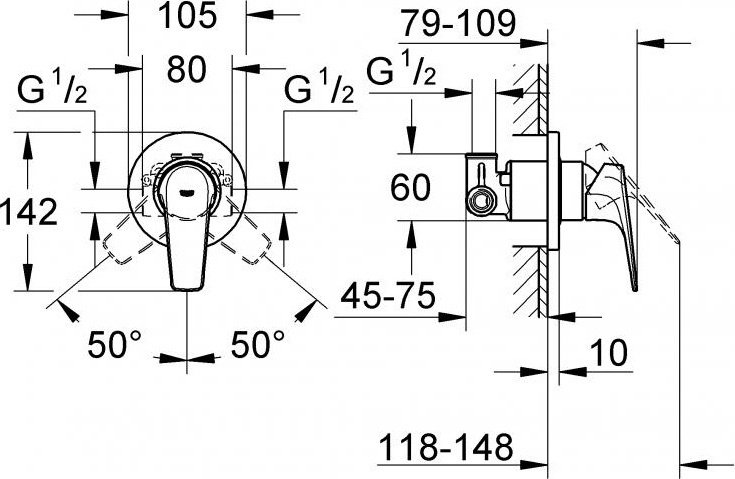 Смеситель для душа Grohe BauFlow 29046000, однозахватный купить,NaN