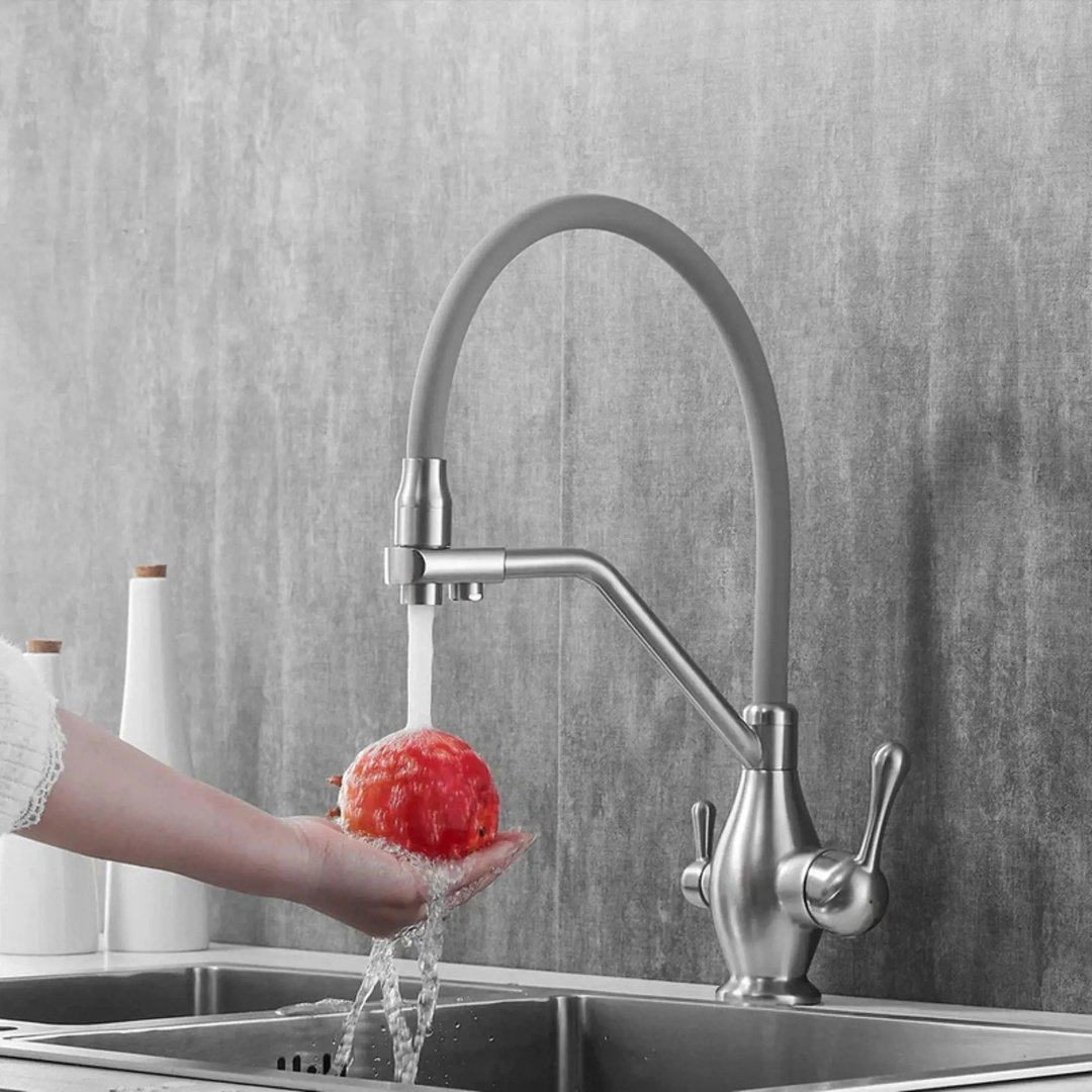 Смеситель с гибким изливом Rose R858L, латунь, цвет серый, хром купить,NaN
