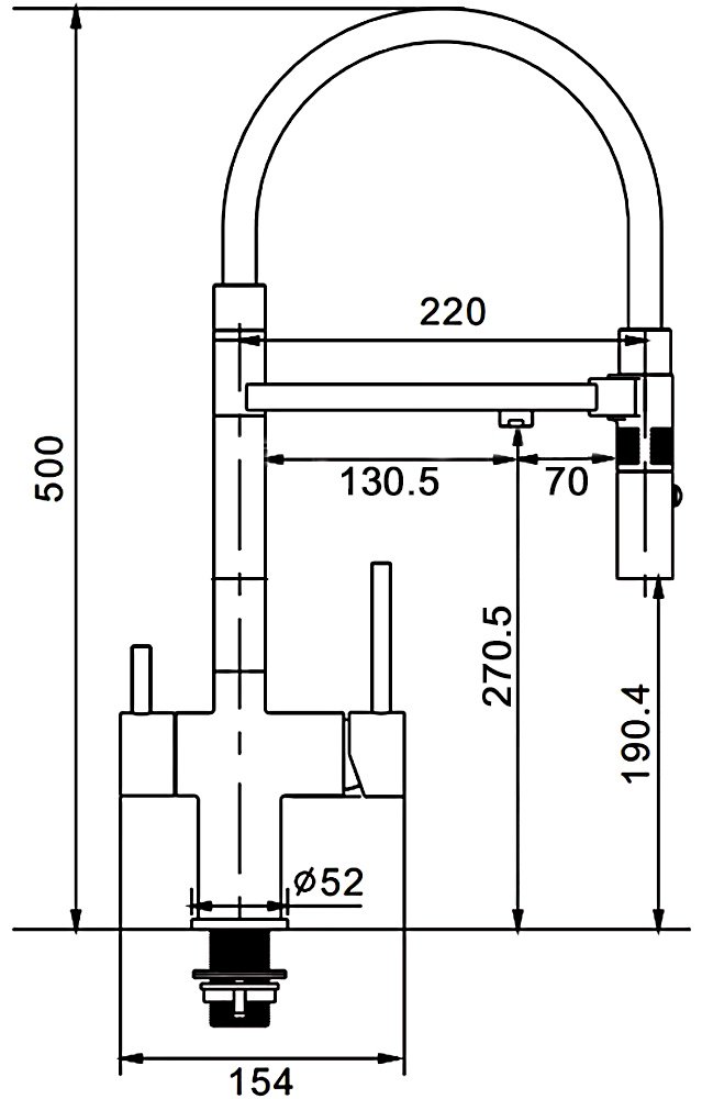 Смеситель Rose R958T, латунь, цвет черный, стальной