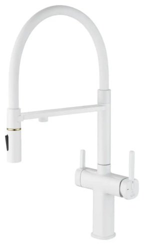 Смеситель с гибким изливом Rose R358С, латунь, цвет белый купить,NaN