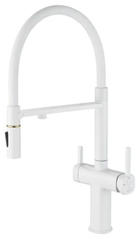 Смеситель с гибким изливом Rose R358С, латунь, цвет белый купить,NaN