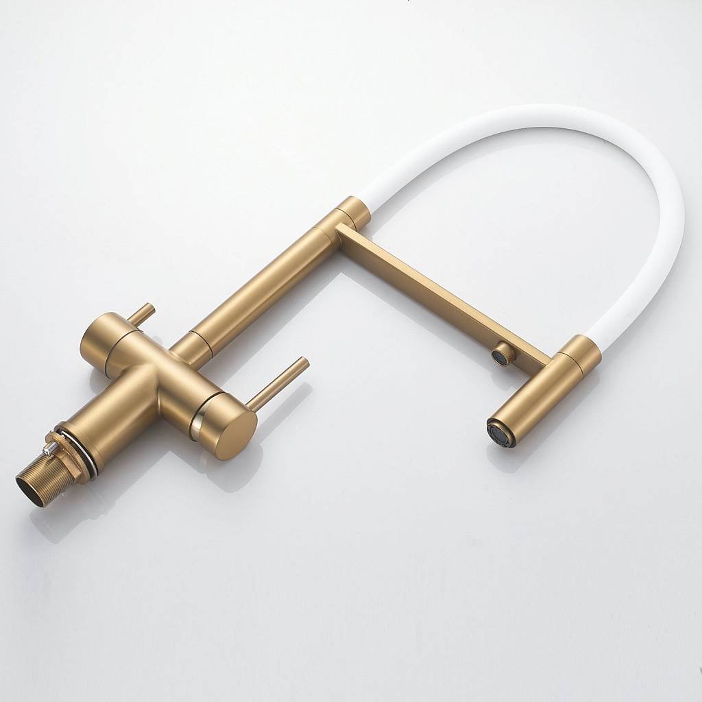 Смеситель для кухни Shevanik S178G, латунь, цвет золотой, сатин купить,109440
