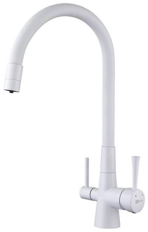 Смеситель с гибким изливом Lemark LM3075, латунь, цвет белый купить,NaN