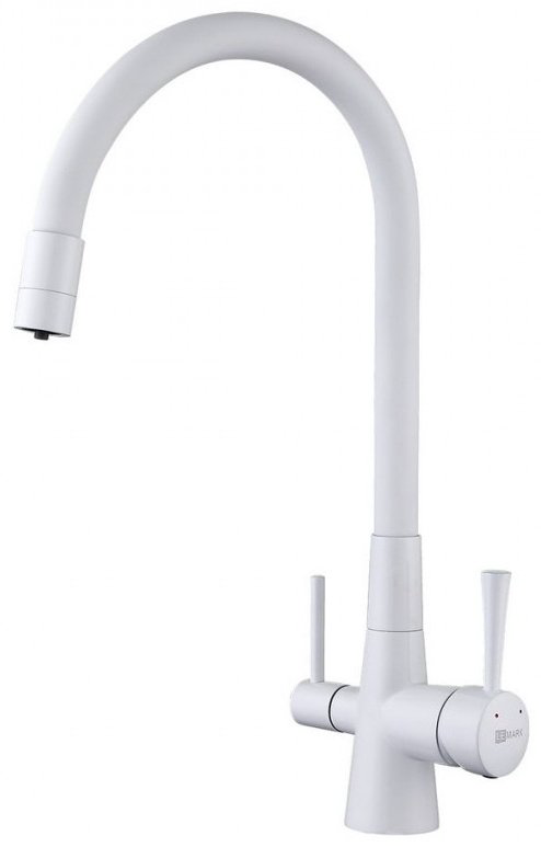 Смеситель с гибким изливом Lemark LM3075, латунь, цвет белый купить,NaN