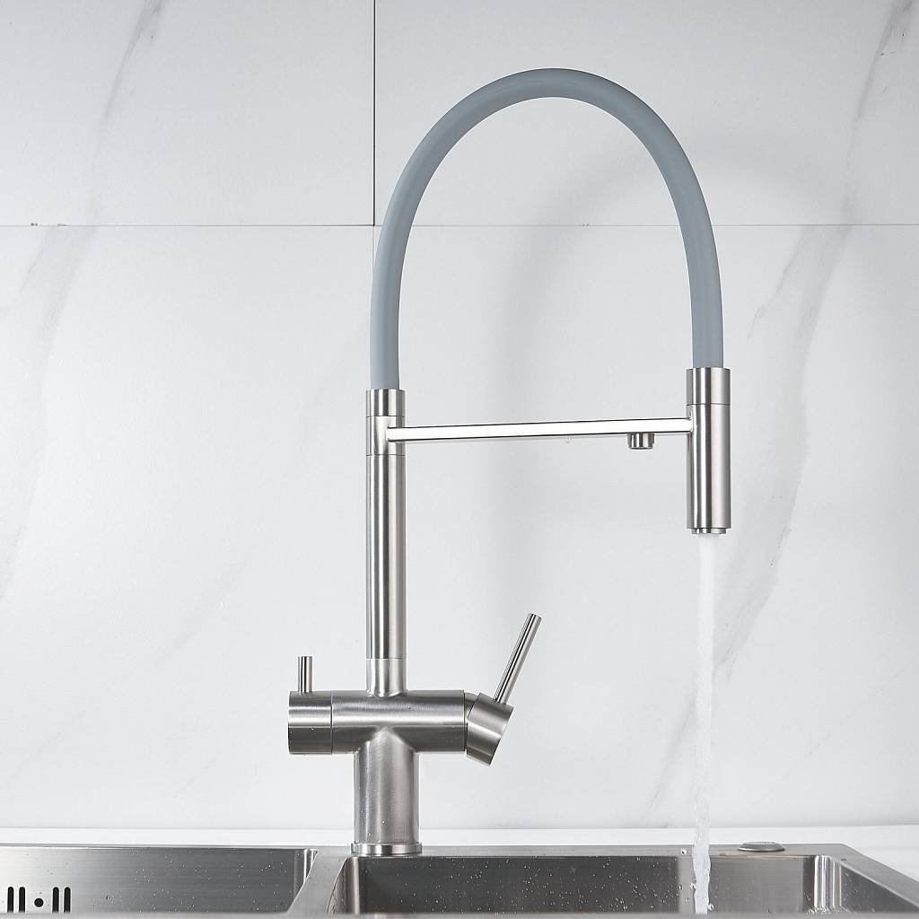 Смеситель с гибким изливом Shevanik S178L, латунь, цвет серый купить,71700