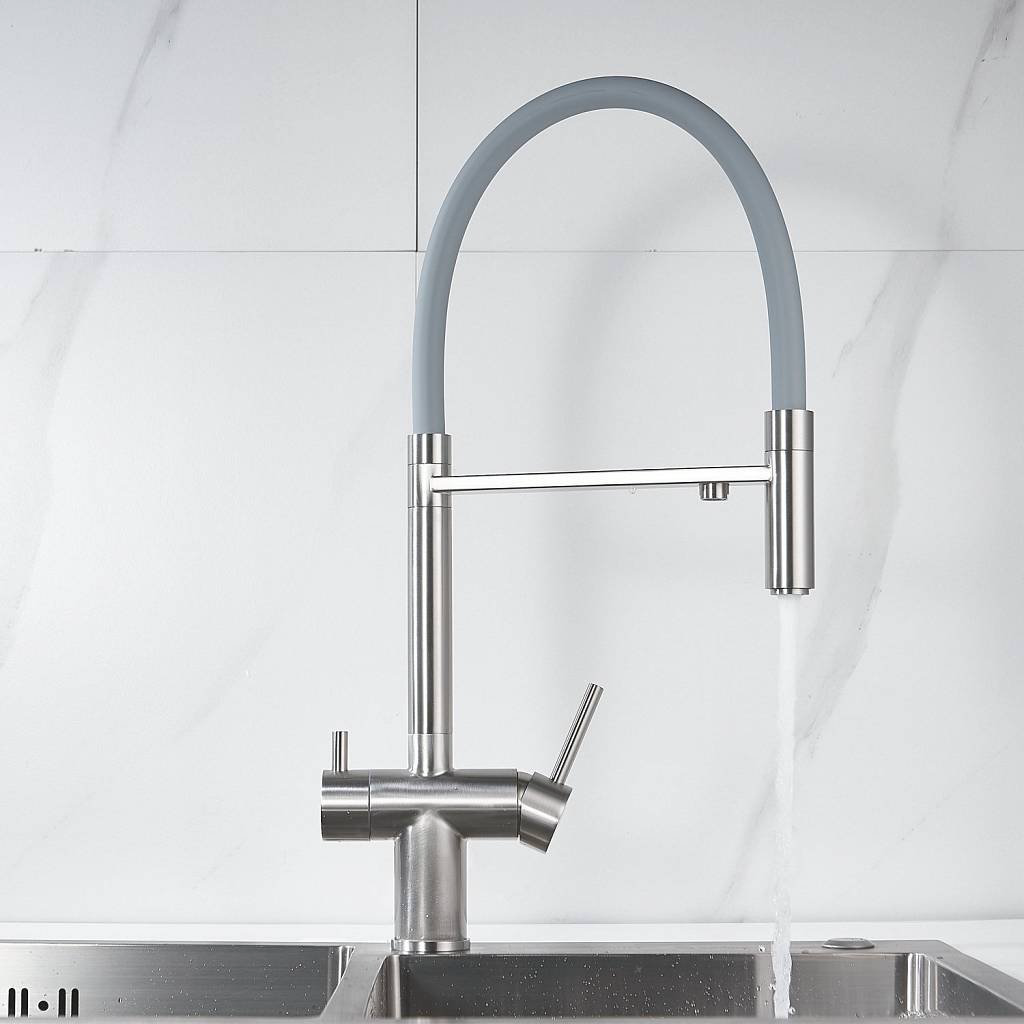 Смеситель с гибким изливом Shevanik S178L, латунь, цвет серый купить,71700