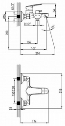 Смеситель для ванны Milardo Horizont HORSB02M02, однозахватный