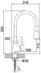 Смеситель с гибким изливом Potato P36284-12, цинк, цвет синий, хром