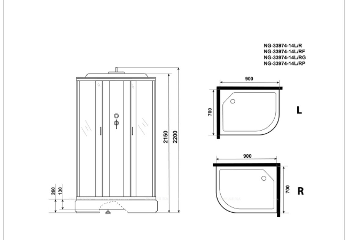 Душевая кабина KABINKA.KZ NG-33974-14LG (215 см х 90 см), средний поддон купить,NaN