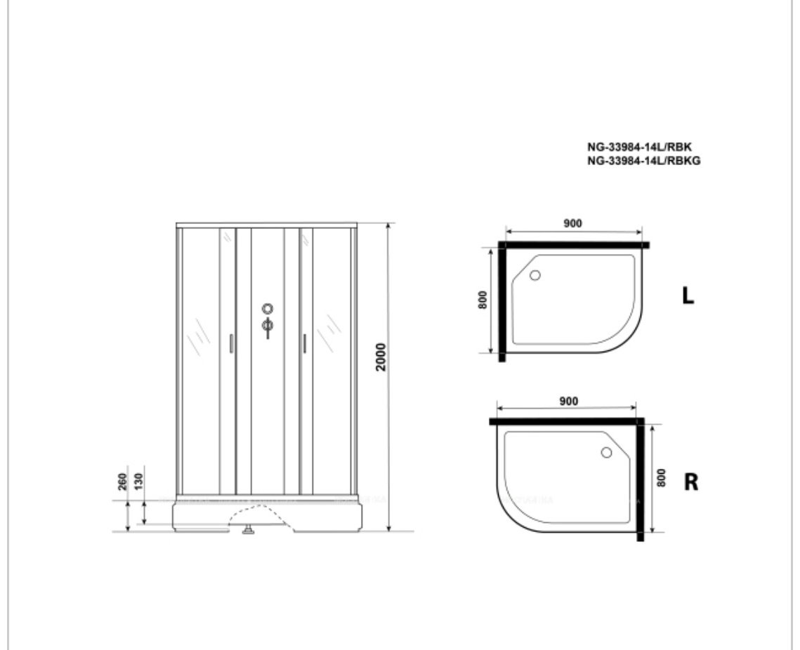 Душевая кабина KABINKA.KZ NG-33984-14RBKG (200х90 см), высокий поддон купить,NaN