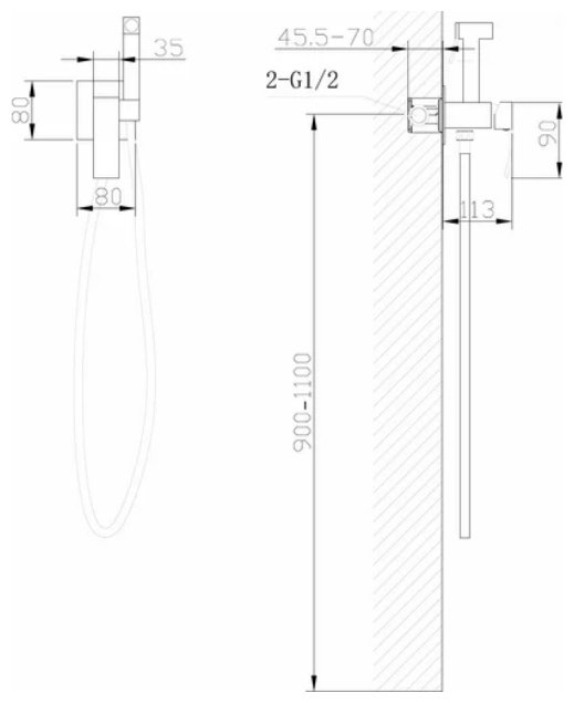 Смеситель для биде Abber AF8625NG, латунь, цвет серый купить,140800