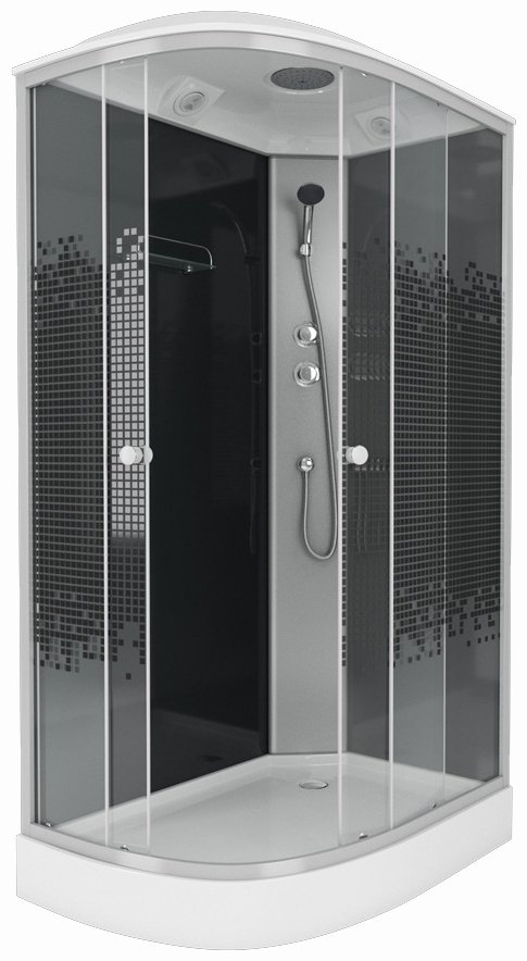Душевая кабина Niagara Душ.кабина Niagara NG-4512-14L BLACK (1200х800х2150) низкий поддон(13см) стекло МОЗАИКА 3 места (215 см х 120 см), низкий поддон
