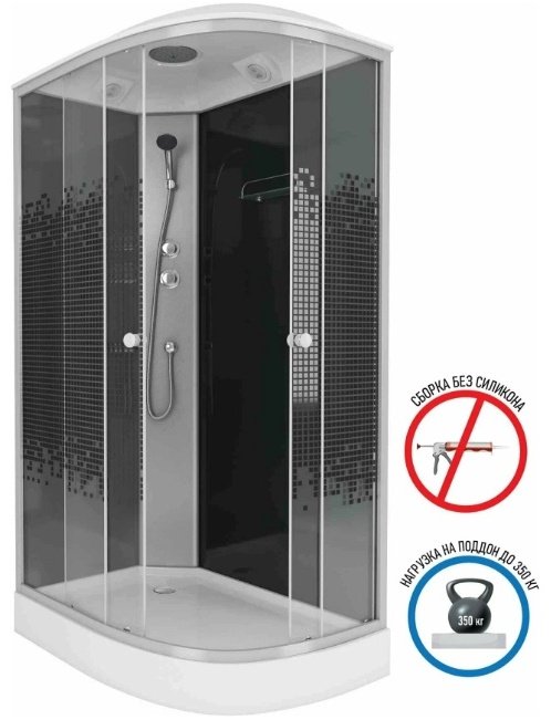Душевая кабина Niagara Душ.кабина Niagara NG-4512-14L BLACK (1200х800х2150) низкий поддон(13см) стекло МОЗАИКА 3 места (215 см х 120 см), низкий поддон