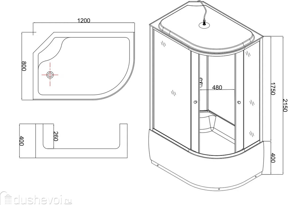 Душевая кабина KABINKA.KZ TA-12080M(L) (215х80 см), высокий поддон купить,NaN