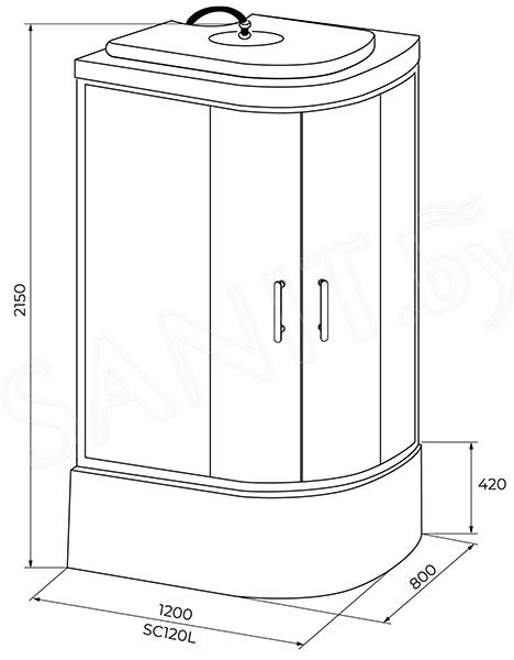 Душевая кабина KABINKA.KZ SC120CML (125х80 см), высокий поддон