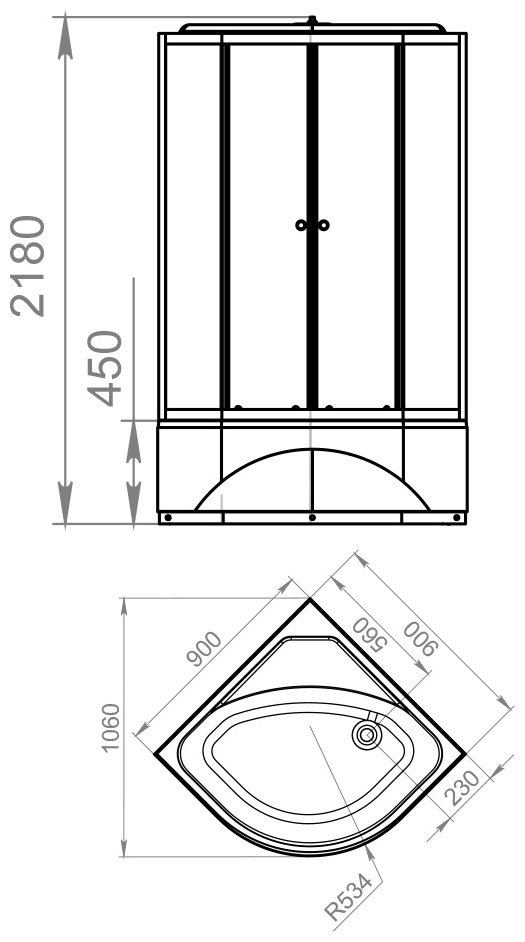 Душевая кабина KABINKA.KZ Elegance High v1.2 (218х90 см), высокий поддон купить,NaN