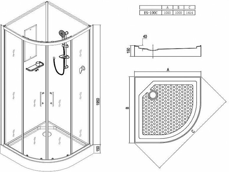 Душевая кабина ESBANO EST-100 C (210х100 см), низкий поддон купить,NaN