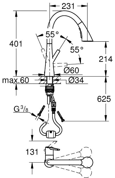 Смеситель для кухни (мойки) Grohe Zedra Touch 32294002, однозахватный купить,NaN