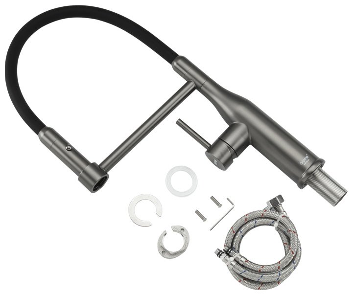 Смеситель с гибким изливом Gappo G4398-51, латунь, цвет графит купить,52827