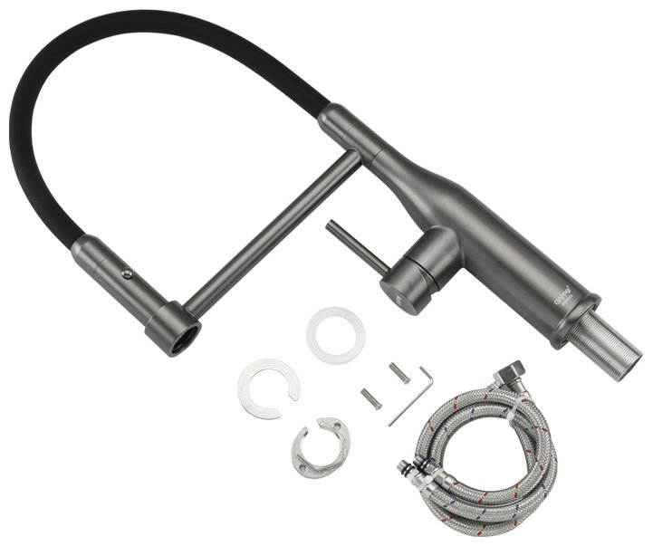 Смеситель с гибким изливом Gappo G4398-51, латунь, цвет графит купить,52827