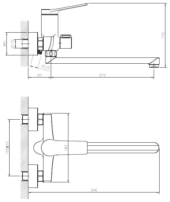 Смеситель для ванны CETUS CSF2295572C-30F, латунь, цвет серебристый