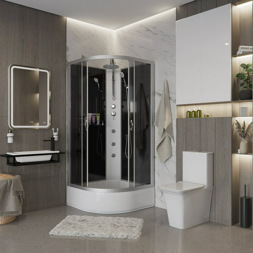 Душевая кабина Niagara NG-3501-14BKTG (210 см х 90 см), средний поддон