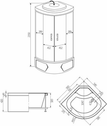 Душевая кабина Mirwell MR3509TPF-C3-RUS (215х90 см), высокий поддон