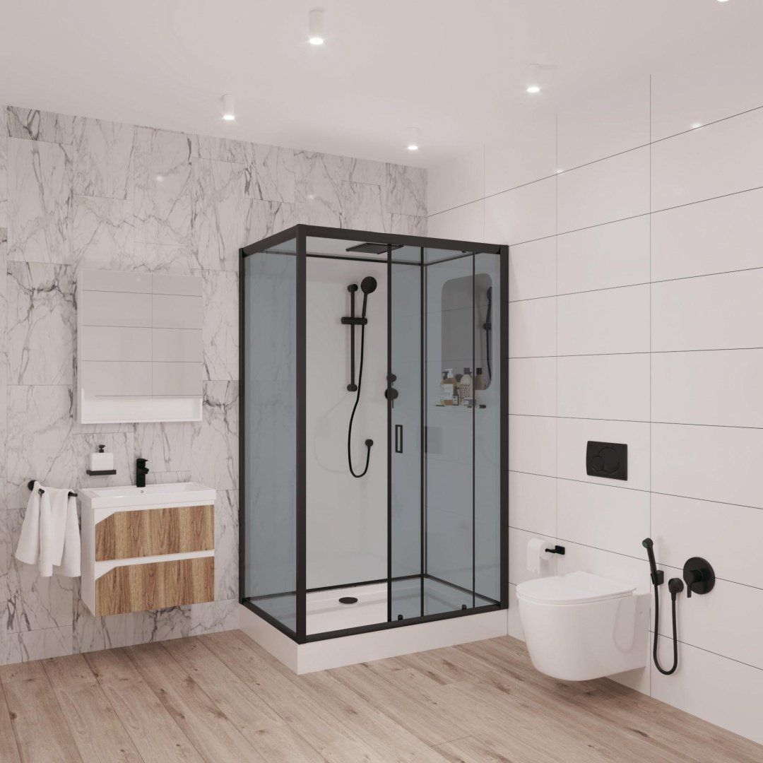 Душевая кабина Niagara NG-6912-01QR BLACK (210 см х 120 см), низкий поддон купить,NaN