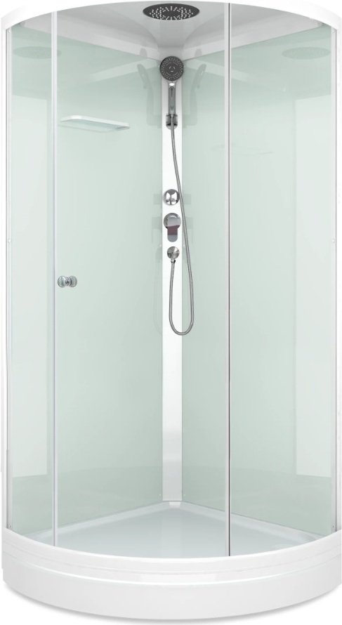 Душевая кабина Domani-Spa 99 (218 см х 90 см), (БЕЗ пульта, бел.стенки, см.стекла, выс.поддон, чёрн. профиль) купить,NaN