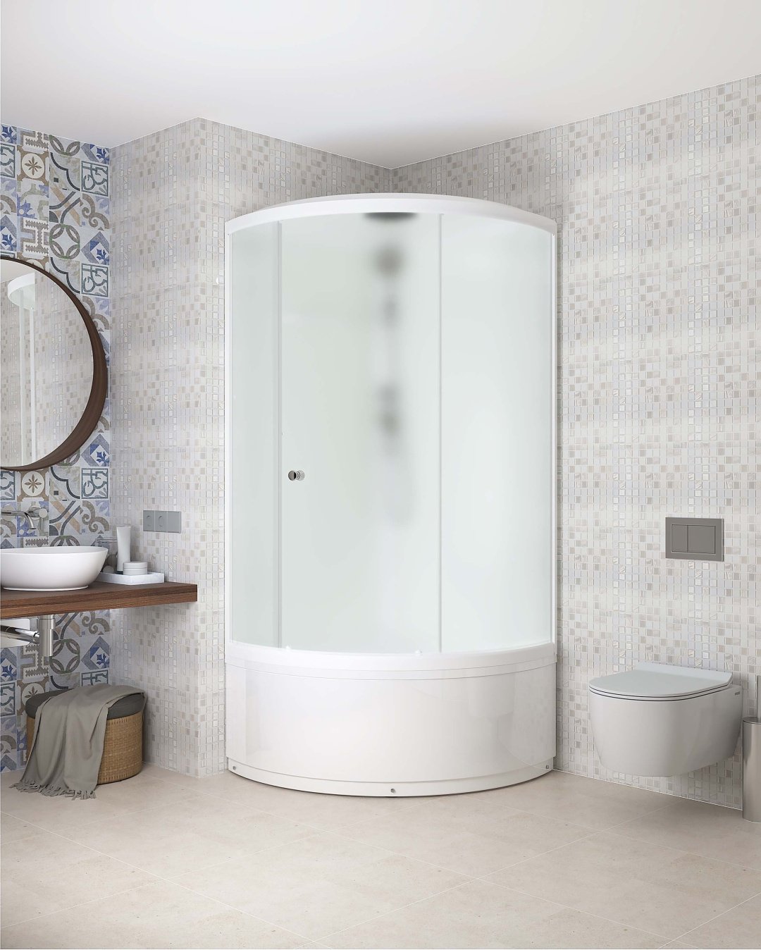 Душевая кабина Domani-Spa ECO Simple high v1.2 С КРЫШЕЙ (99) (218х90 см), высокий поддон