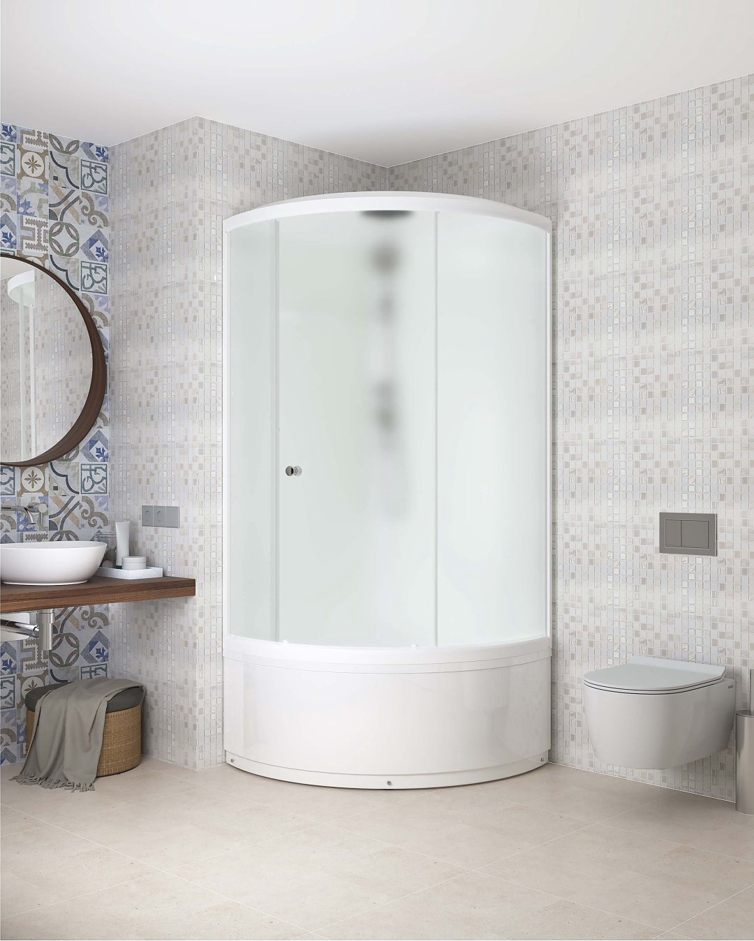 Душевая кабина Domani-Spa ECO Simple high v1.2 С КРЫШЕЙ (99) (218х90 см), высокий поддон купить,NaN