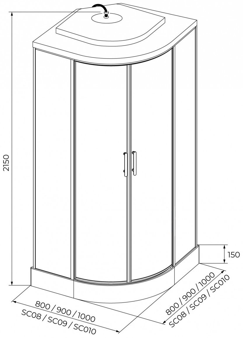 Душевая кабина IVA SC010CT (215х100 см), низкий поддон купить,NaN