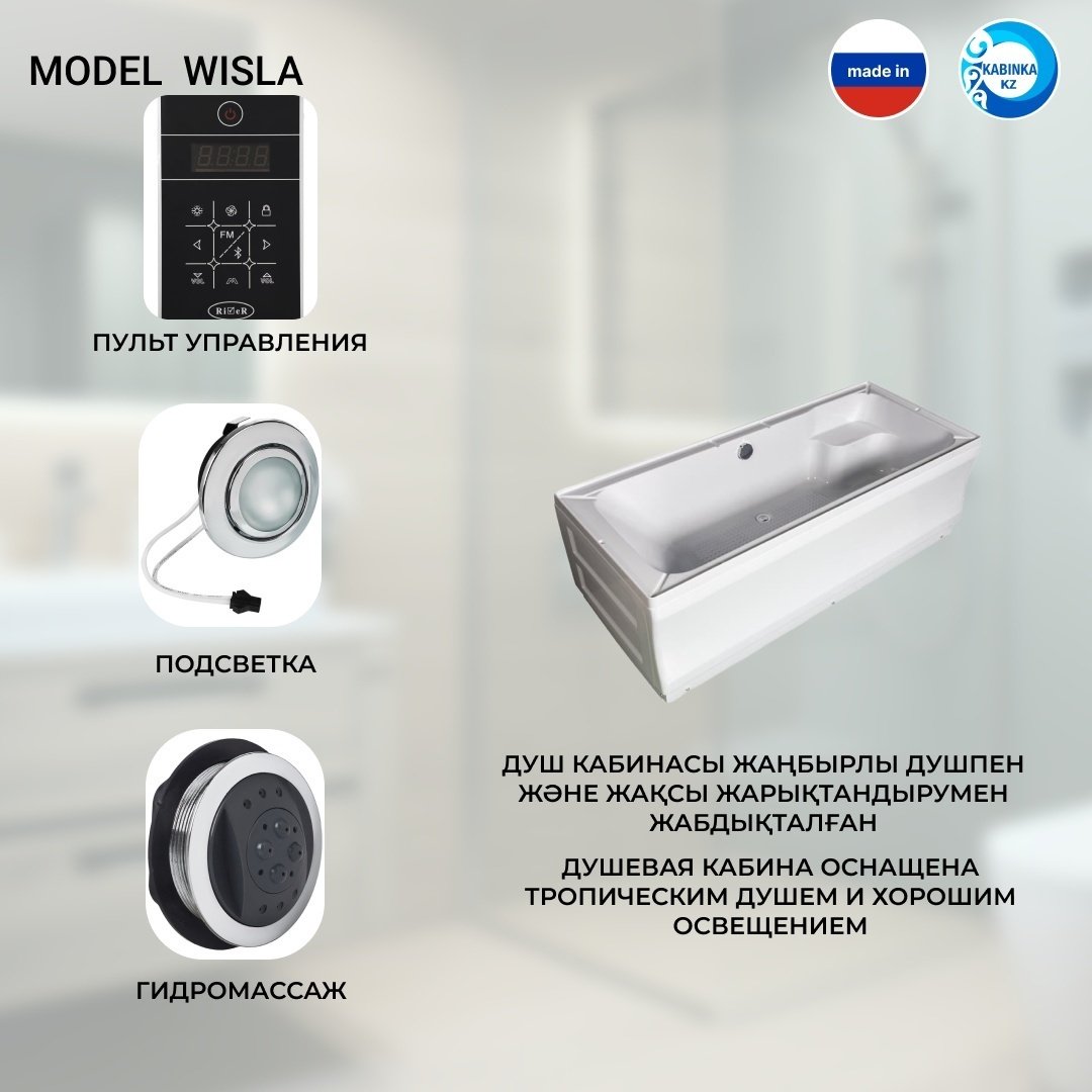 Душевая кабина KABINKA.KZ WISLA 150/80/55 TH 150*80*223 (223х80 см), высокий поддон купить,NaN