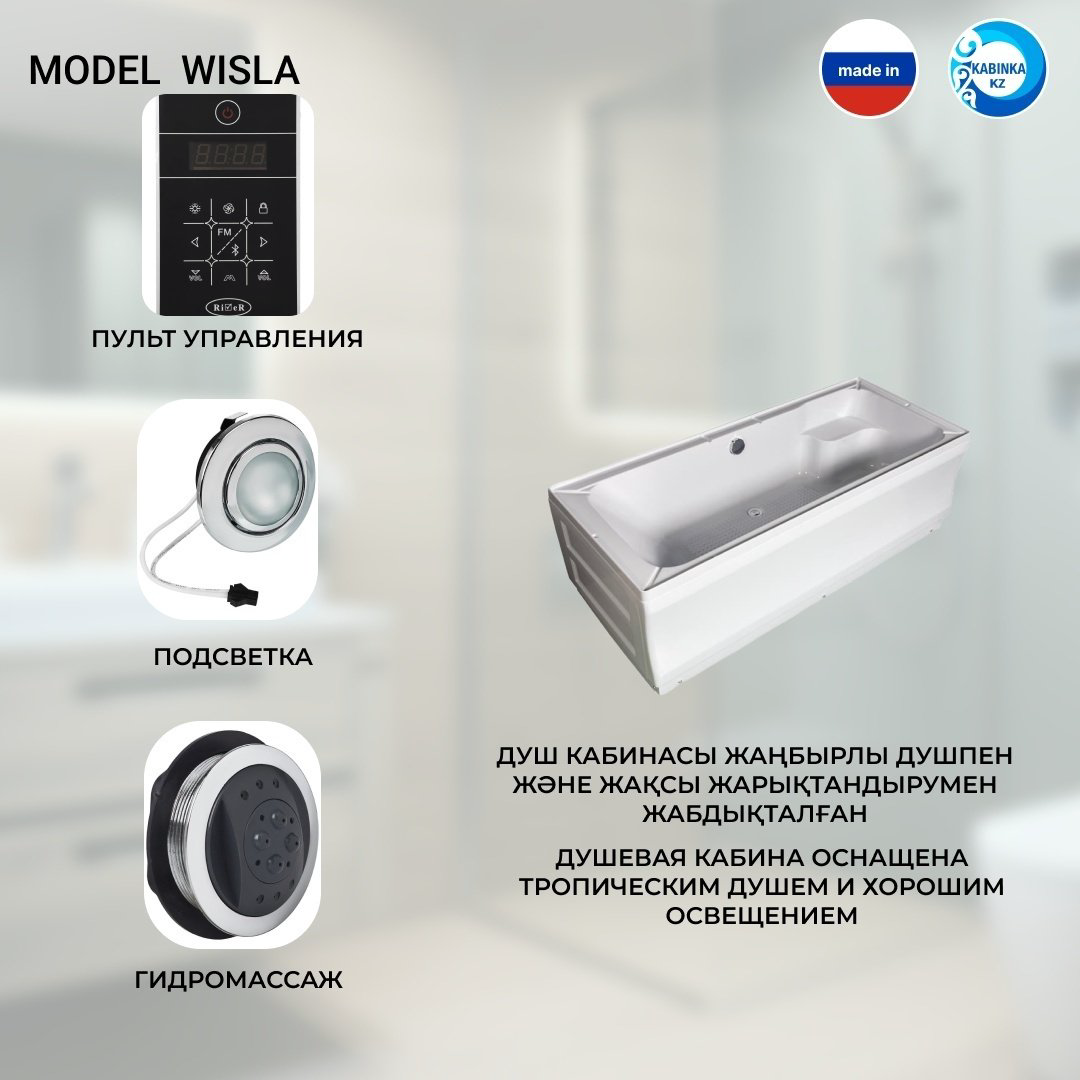 Душевая кабина KABINKA.KZ WISLA 150/80/55 TH 150*80*223 (223х80 см), высокий поддон купить,NaN