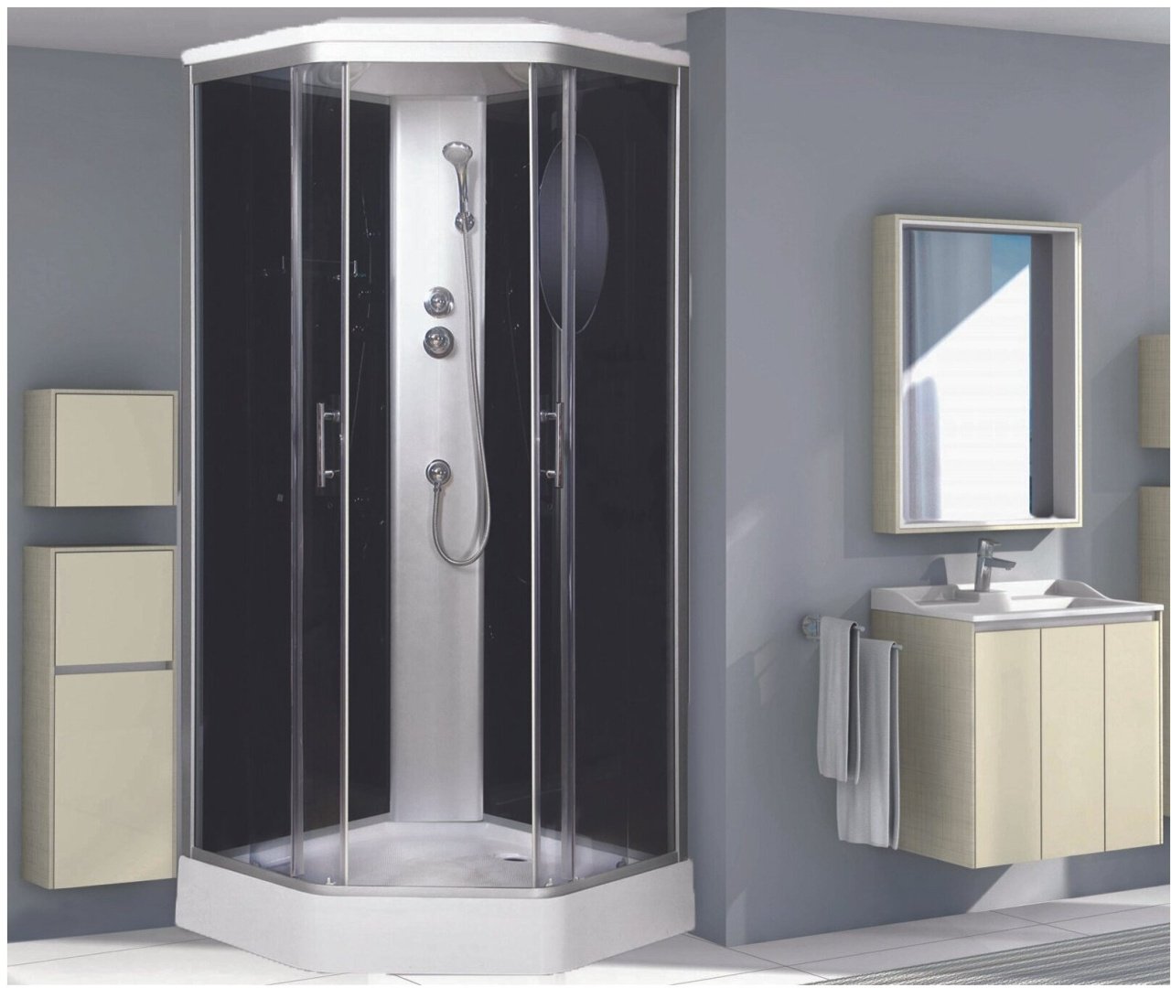 Душевая кабина Niagara NG-2506-01 (220 см х 90 см), низкий поддон