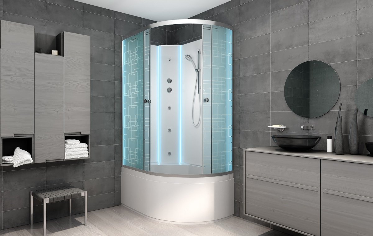Душевая кабина KABINKA.KZ EM5012LN LED с гидромассажем (208х90 см), высокий поддон купить,NaN