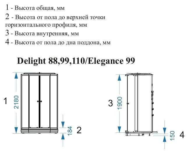 Душевая кабина KABINKA.KZ Delight Slim 99 (90х90 см), черные стенки, тонированные стекла купить,NaN