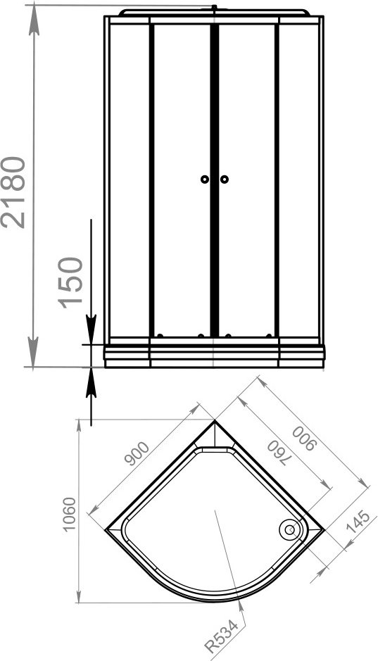 Душевая кабина KABINKA.KZ Elegance v1.2 (218х90 см), низкий поддон купить,NaN