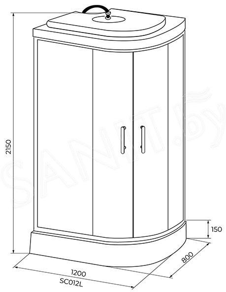 Душевая кабина KABINKA.KZ SC012CTL (215х80 см), низкий поддон купить,NaN