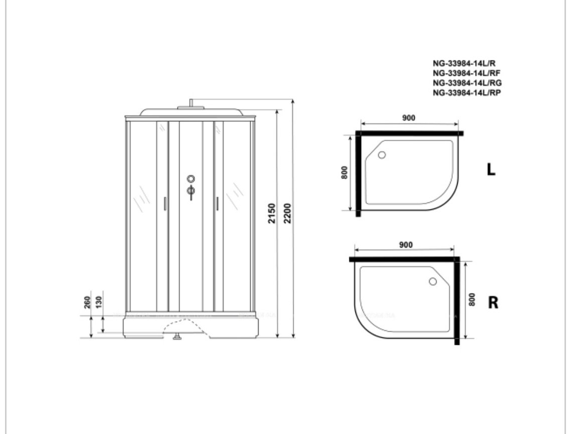 Душевая кабина KABINKA.KZ NG-33984-14LG (215 см х 90 см), средний поддон купить,NaN