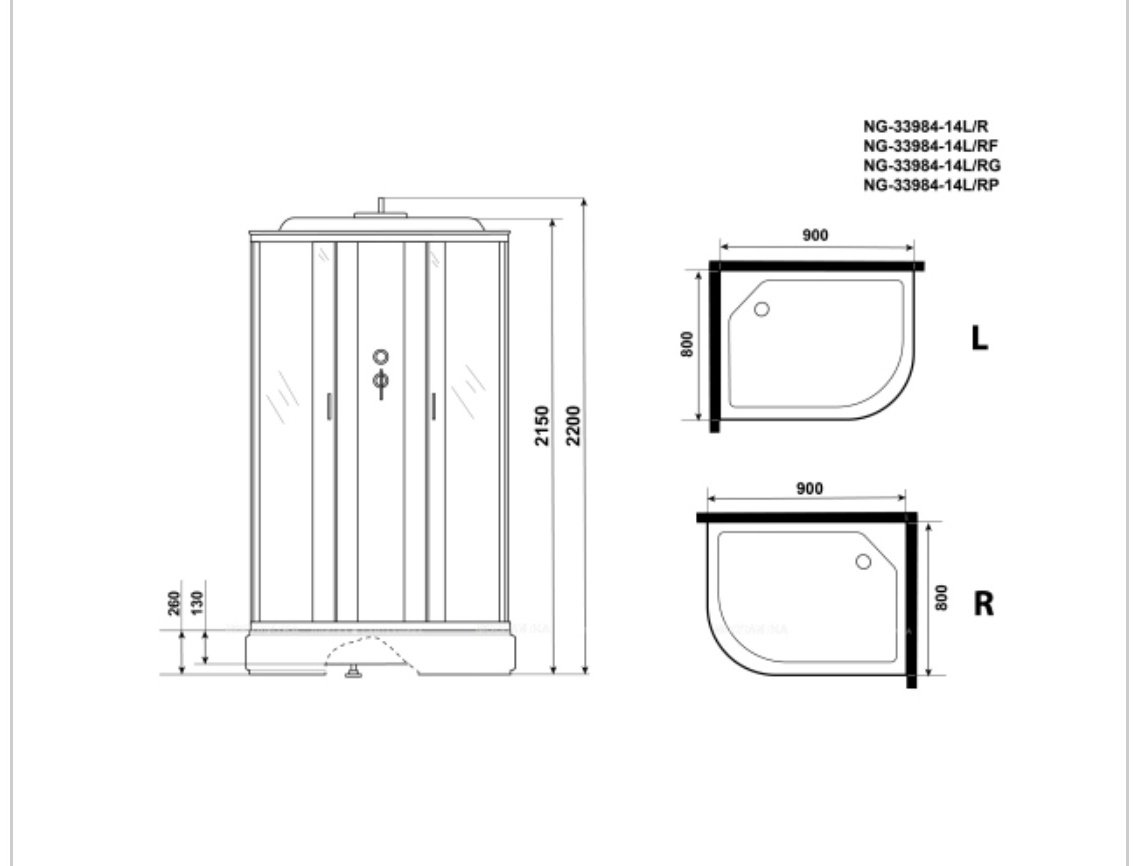 Душевая кабина KABINKA.KZ NG-33984-14LG (215 см х 90 см), средний поддон купить,NaN