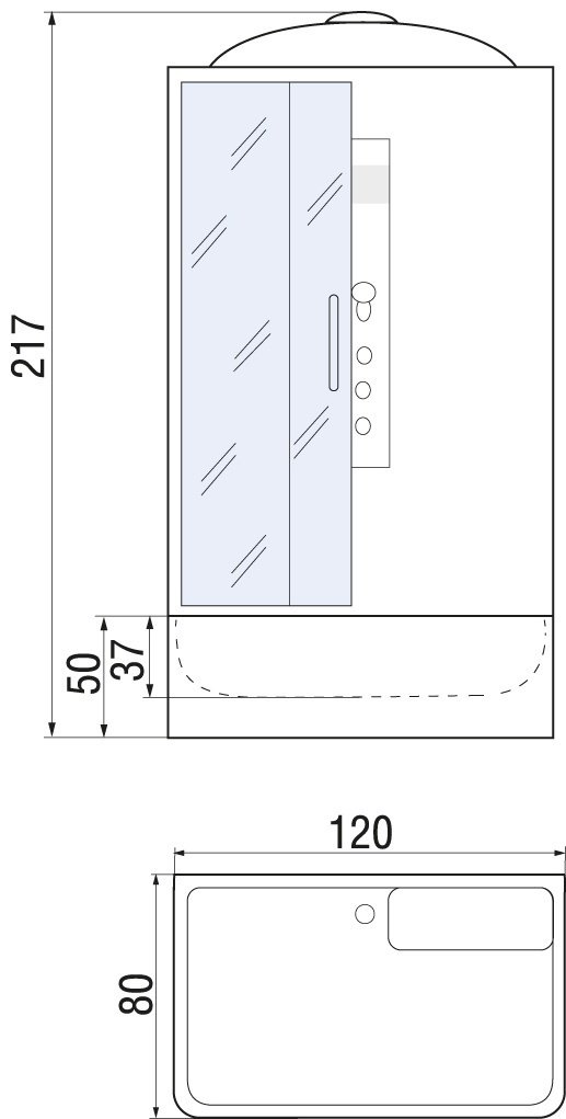 Душевая кабина KABINKA.KZ VITIM 120/80/50 MT (217 см х 80 см), высокий поддон купить,NaN