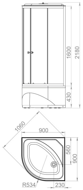 Душевая кабина KABINKA.KZ DS01DS99HBCl00.Gt-Black (218х90 см), высокий поддон купить,NaN