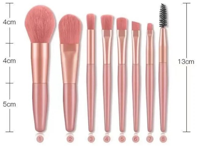 Lash Shop Набор кистей для макияжа 8 в1 ZIP-пакет Розовый розовый 8 купить,NaN